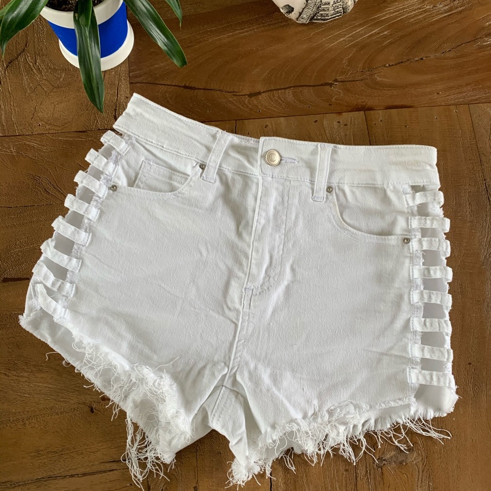 White jean shorts